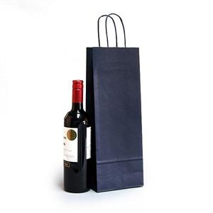 Italian Blue Paper One Bottle Bag with Twisted Handles