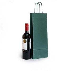 Italian Green Paper One Bottle Bag with Twisted Handles