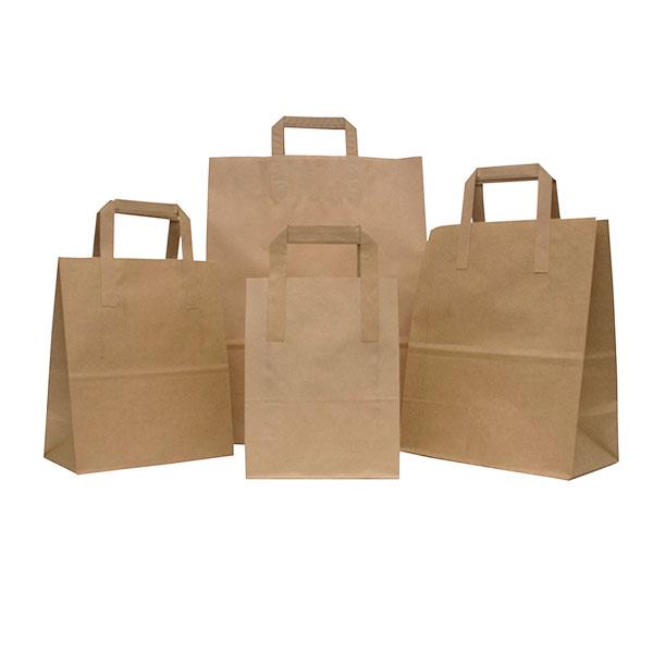 Recycled Brown Paper Carrier Bags with Flat Handles