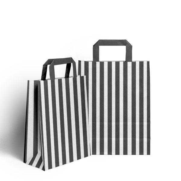 Black Candy Stripe Paper Carrier Bags