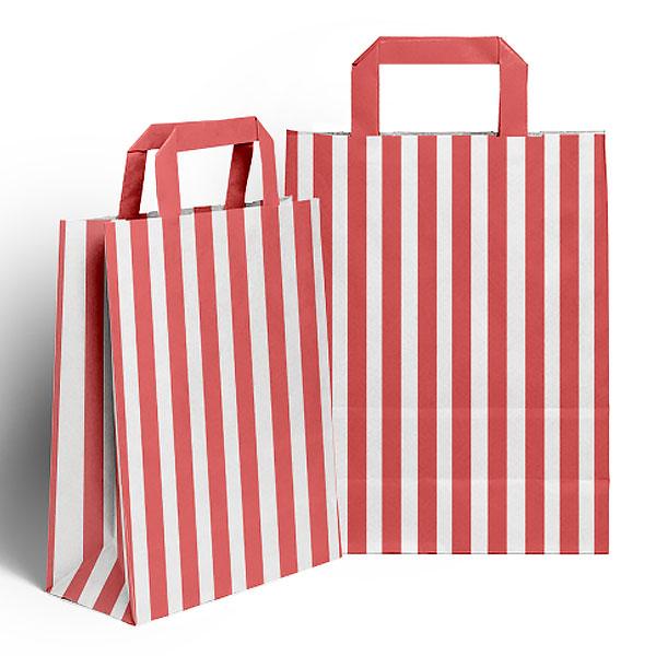 Red Candy Stripe Paper Carrier Bags