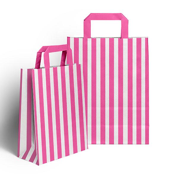 Shocking Pink Candy Stripe Paper Carrier Bags