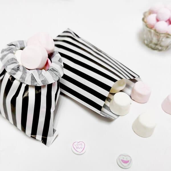 Black Candy Stripe Paper Bags