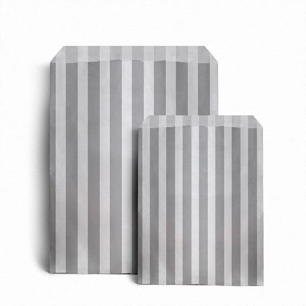 Grey Candy Stripe Paper Bags