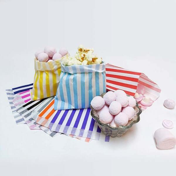 Grey Candy Stripe Paper Bags