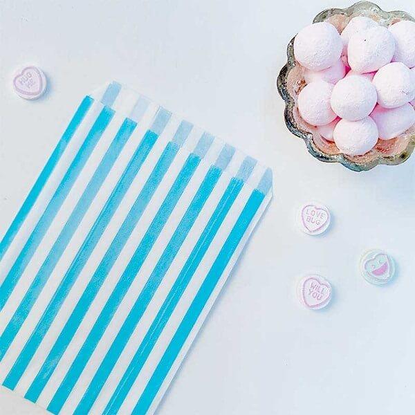 Light Blue Candy Stripe Paper Bags