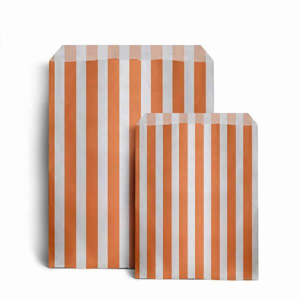 Orange Candy Stripe Paper Bags