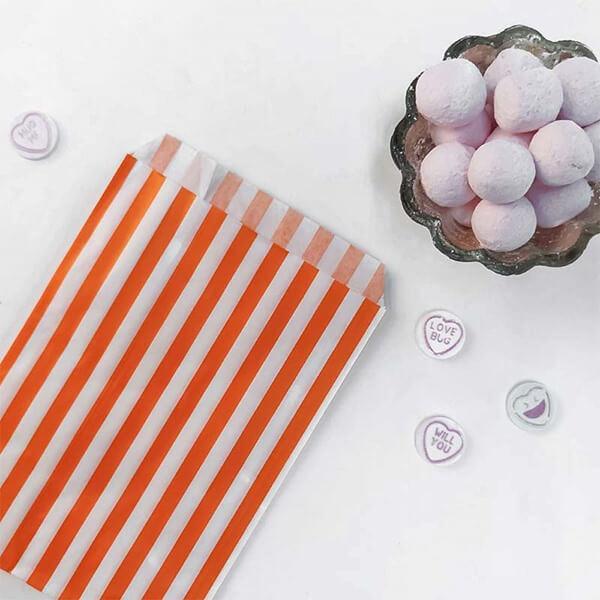 Orange Candy Stripe Paper Bags