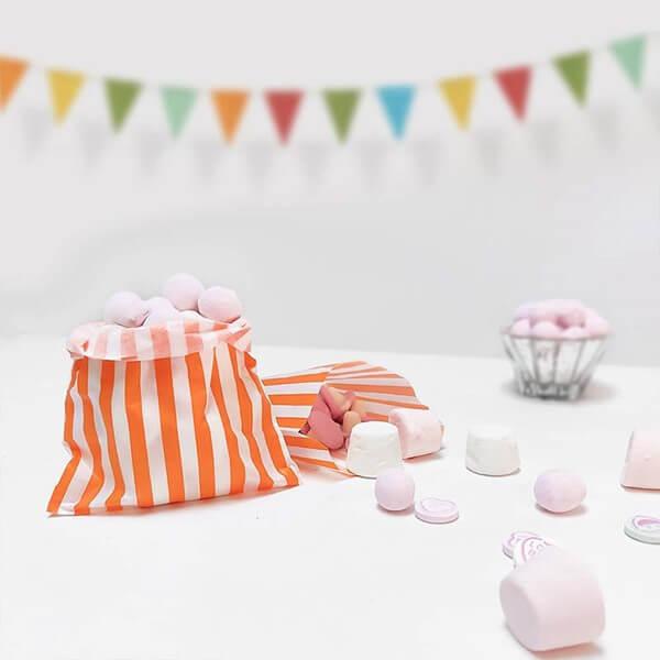 Orange Candy Stripe Paper Bags