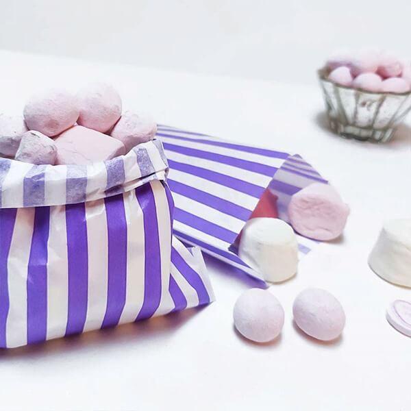 Purple Candy Stripe Paper Bags