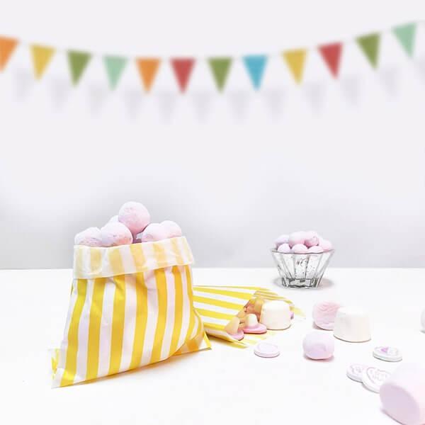 Yellow Candy Stripe Paper Bags