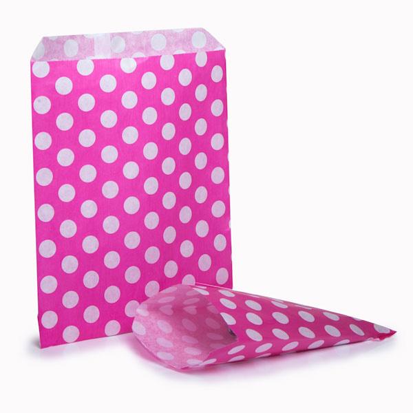 Shocking Pink Polka Dot Paper Bags