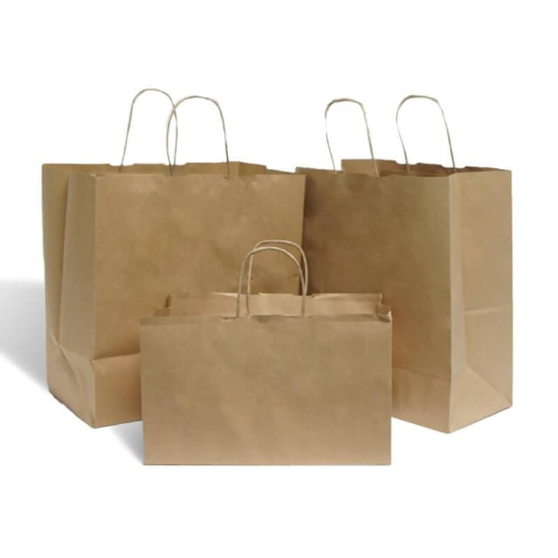 Brown Wide Base Paper Carrier Bags With Twisted Handles