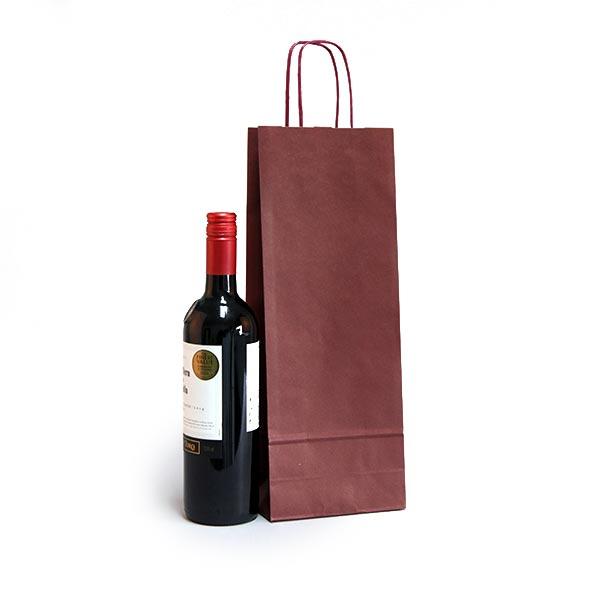 Italian Bordeaux Paper One Bottle Bag with Twisted Handles