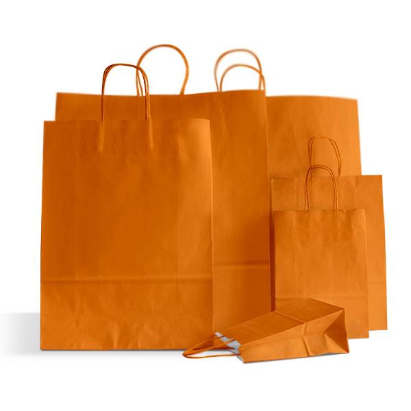 Orange Premium Italian Paper Carrier Bags with Twisted Handles