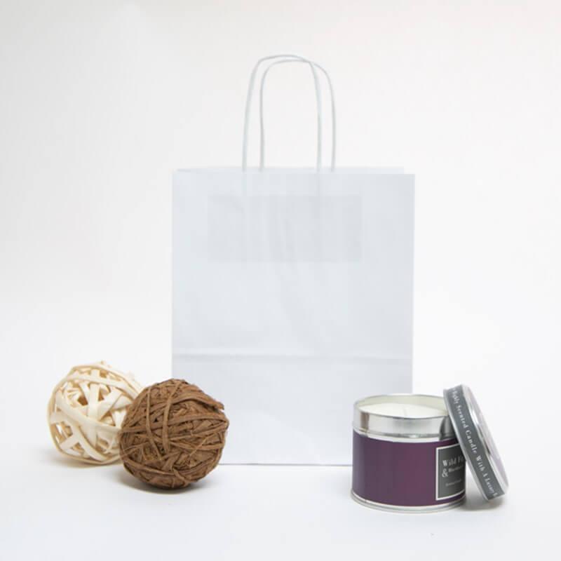 Value White (Unribbed) Paper Carrier Bags with Twisted Handles