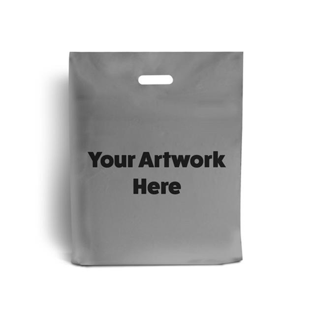 Silver Printed Plastic Carrier Bags