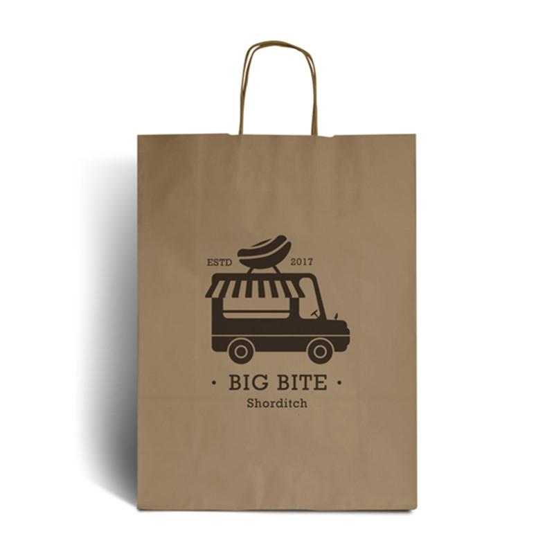 Brown Printed Paper Bags with Twisted Handles