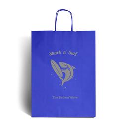 Ocean Blue Printed Paper Bags with Twisted Handles