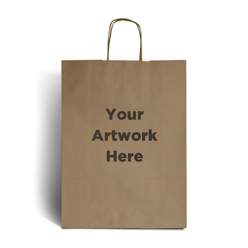 Brown Printed Paper Bags with Twisted Handles