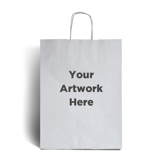 White Printed Paper Bags with Twisted Handles