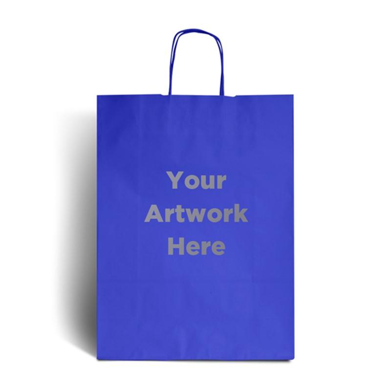 Ocean Blue Printed Paper Bags with Twisted Handles