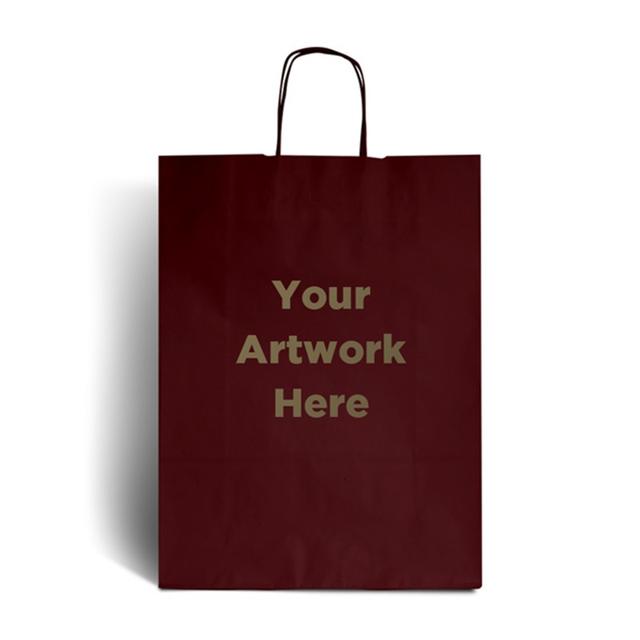 Burnt Red Printed Paper Bags with Twisted Handles