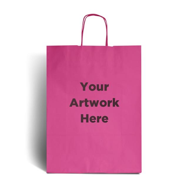 Magenta Printed Paper Bags with Twisted Handles