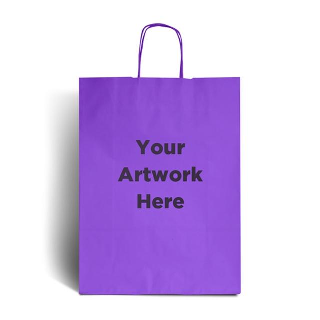 Lilac Printed Paper Bags with Twisted Handles