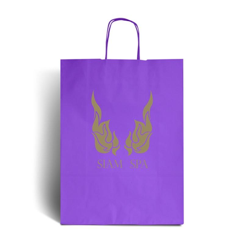 Lilac Printed Paper Bags with Twisted Handles