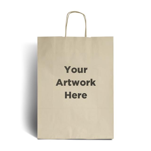 Ivory Printed Paper Bags with Twisted Handles