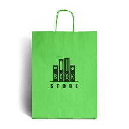 Lime Green Printed Paper Bags with Twisted Handles