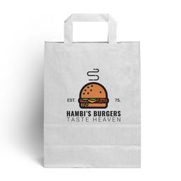 White Printed Flat Handle Carrier Bags